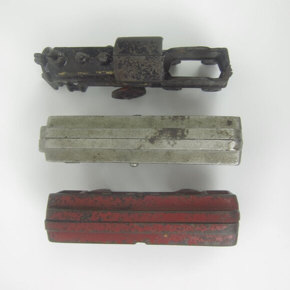 Antique Hubley Cast Iron Toy  Floor Train 3pc Locomotive Tender & Coach RARE - Picture 10 of 15